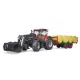 Bruder Case IH red Optum 300 CVX toy tractor with hay bale trailer – 03198