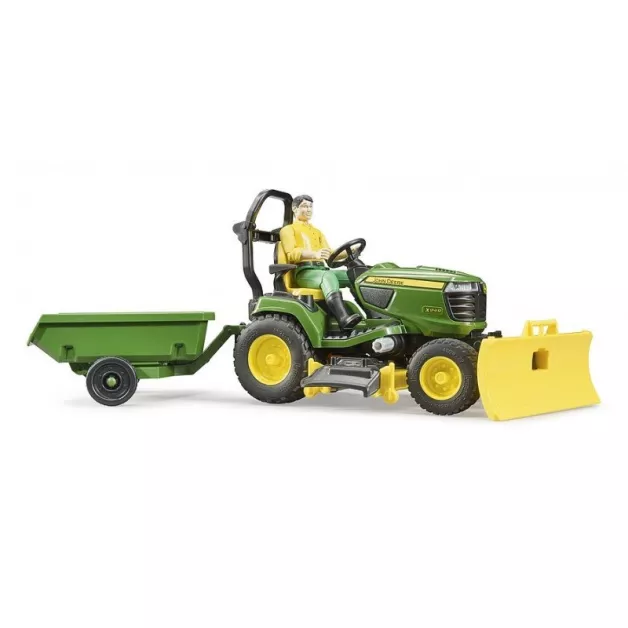 Tracteur tondeuse John Deere avec remorque