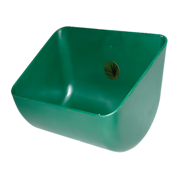 Wall-mounted livestock feeders. Wall-mounted livestock feeders.