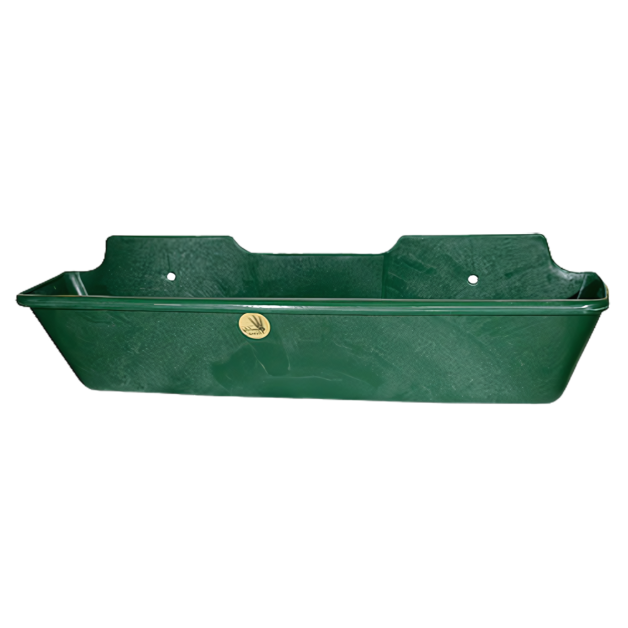 Wall-mounted livestock feeders. Wall-mounted livestock feeders.