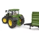 Bruder John Deere 7930 toy tractor with loader and green and yellow trailer 03055