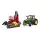 Bruder John Deere 7930 toy tractor with loader and green and yellow trailer 03055