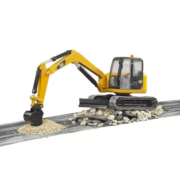 Mini excavator Cat with rotating cab and functional arm by Bruder