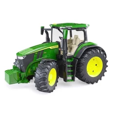 Bruder John Deere 7930 toy tractor with loader and green and yellow trailer 03055 Bruder John Deere 7930 toy tractor with loader and green and yellow trailer 03055