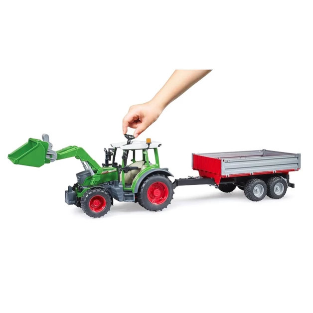 Tracteur jouet Bruder Fendt 209S avec remorque vert et rouge 02104
