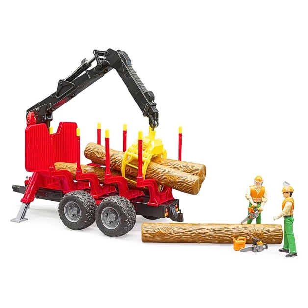 Bosaanhangwagen met grijperlaadkraan