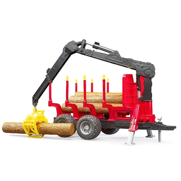 Bosaanhangwagen met grijperlaadkraan