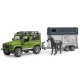 Jeep Land Rover Defender with trailer and horse toy Bruder 02592