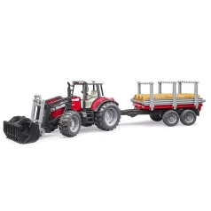Massey Ferguson 7480 tractor with loader and forestry trailer
