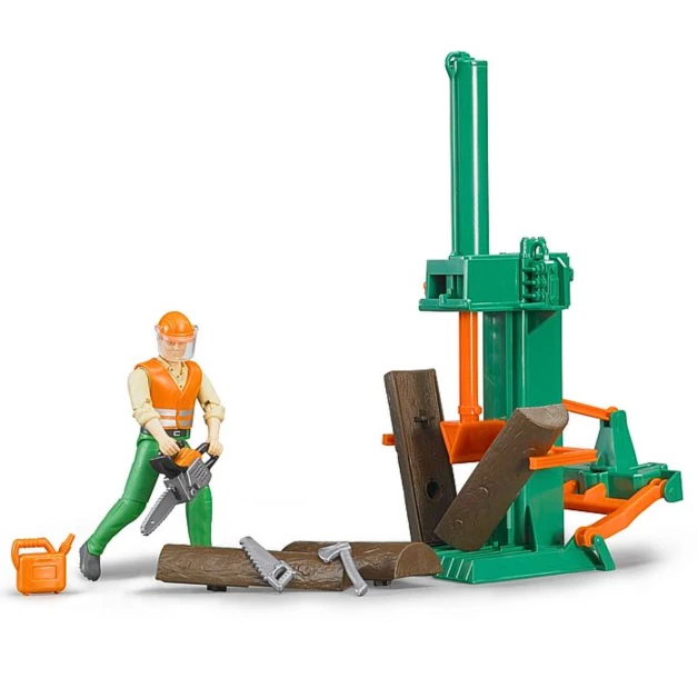 Log splitter with lumberjack Log splitter with lumberjack