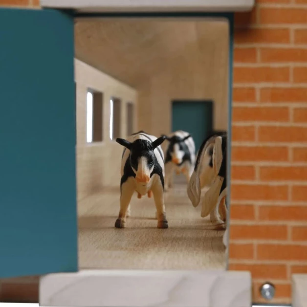 Wooden farms with stalls, stables, and Kids Globe shed