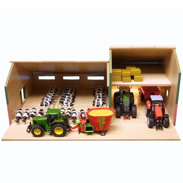 Wooden farms with stalls, stables, and Kids Globe shed