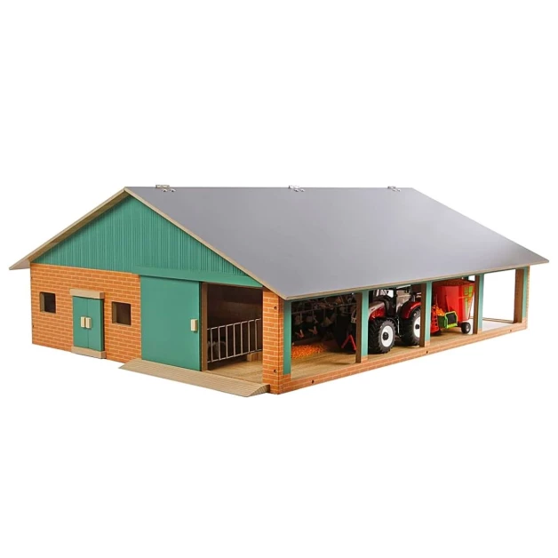 Wooden farms with stalls, stables, and Kids Globe shed