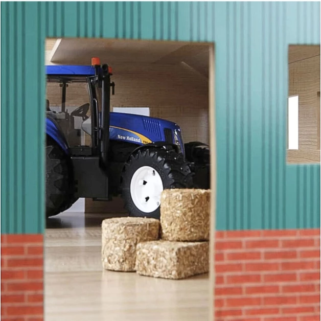 Wooden shed for 3 Bruder toy tractors 178287