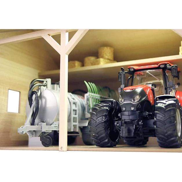 Wooden shed for 3 Bruder toy tractors 178287