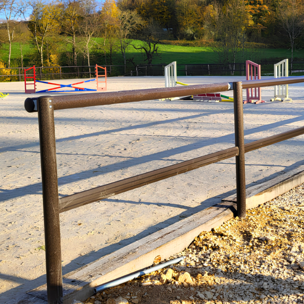 Career barrier in eco-composite with handrail