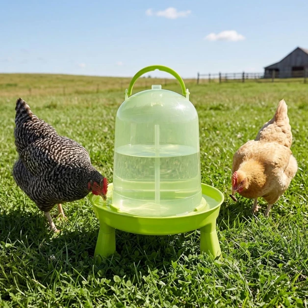 Abreuvoir siphoïde en PVC vert avec pieds pour poules 