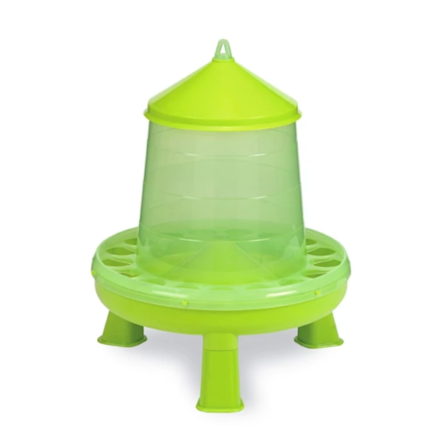 Green plastic standing hopper feeder