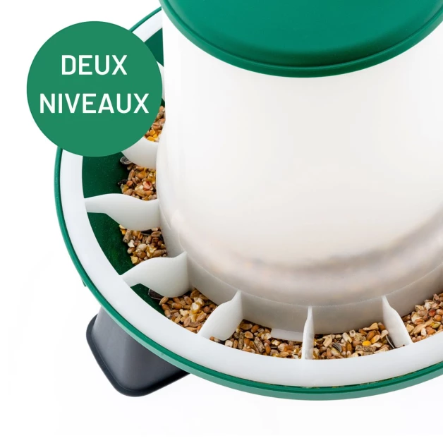 Mangeoire pour poules Olba vert et blanc avec pieds – 3kg ou 6kg