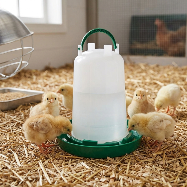 Abreuvoir poussins Olba 1,5 litres vert – Fermeture à baïonnette