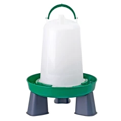 Green and white Olba chicken waterer with legs