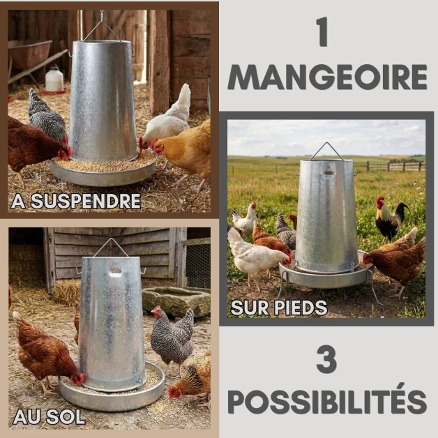 Galvanized poultry feeder 20 kg with legs