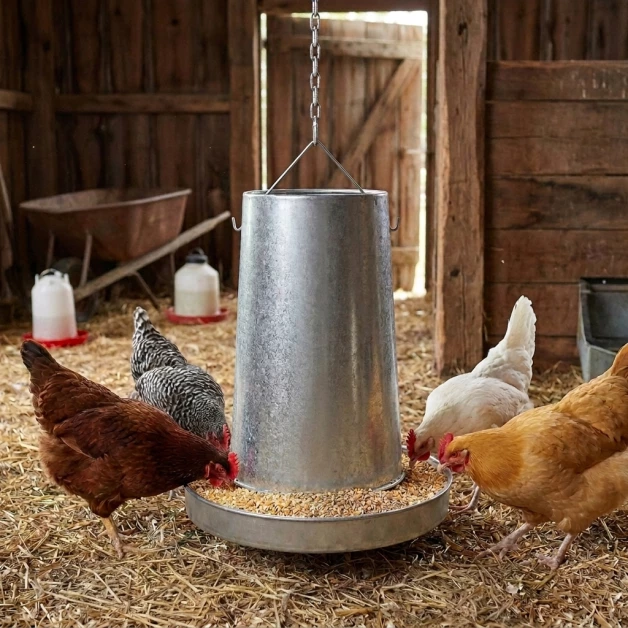 Galvanized poultry feeder 20 kg with legs