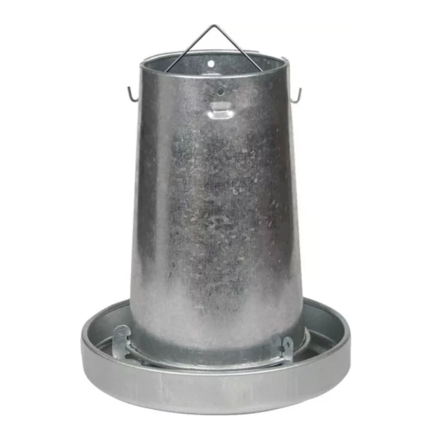 Verzinkte voederbak voor pluimvee 20 kg met poten.