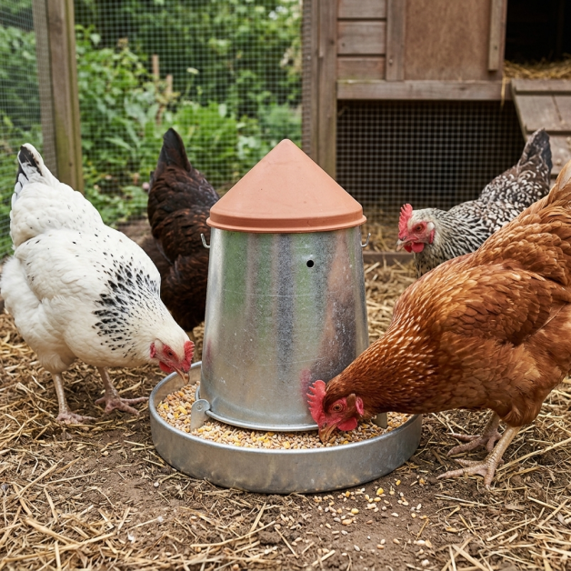 Galvanized poultry feeder for 10 or 20 kg