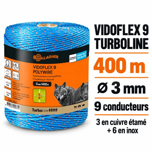 Cordon bleu 3 mm Gallagher Vidoflex 9 TurboLine