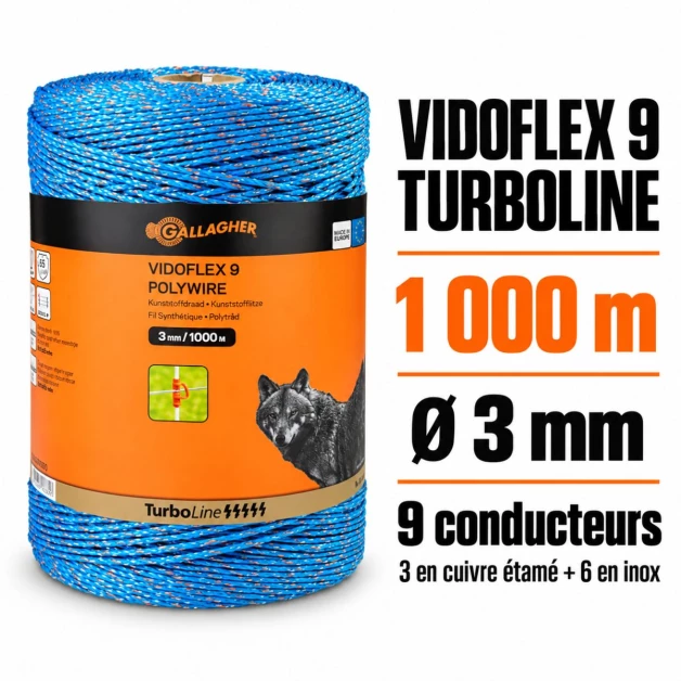 Cordon bleu 3 mm Gallagher Vidoflex 9 TurboLine