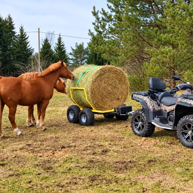 Balendrager-aanhanger met 4 wielen voor quad.