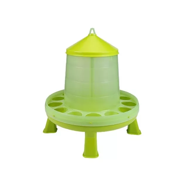 Green plastic standing hopper feeder