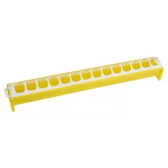 Plastic voederbak voor 15 kuikens - geel en wit Plastic voederbak voor 15 kuikens - geel en wit