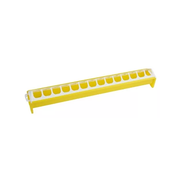 Plastic voederbak voor 15 kuikens - geel en wit