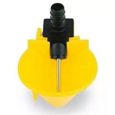 Automatische drinkbak met klep voor gevogelte om op een kooi te bevestigen. Automatische drinkbak met klep voor gevogelte om op een kooi te bevestigen.