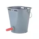 Gray plastic bucket, calf bottle 8 liters, and its accessories.