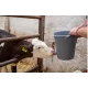Gray plastic bucket, calf bottle 8 liters, and its accessories.