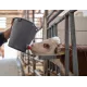 Gray plastic bucket, calf bottle 8 liters, and its accessories.