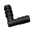 Connector Ø 9 mm in black plastic : Type of connection:In elbow