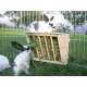 Wooden hay rack for rabbits, guinea pigs, or hamsters.