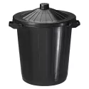 Black PVC trash can of 80 liters