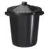 Zwarte PVC-afvalbak van 80 liter.