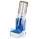 Blue plastic water bottle holder for rodent