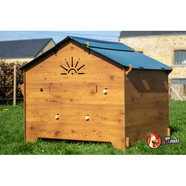 Kippenhok van hoogwaardig HPL, bestand tegen bloedluizen.