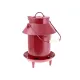 Metal chicken feeders shaped like milk jugs