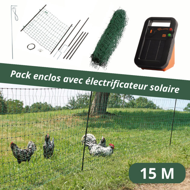Enclosure pack: gate, 25 or 50-meter net, and solar energizer