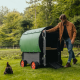 Igloo-ecodesign chicken coop on legs made of imperishable recycled plastic