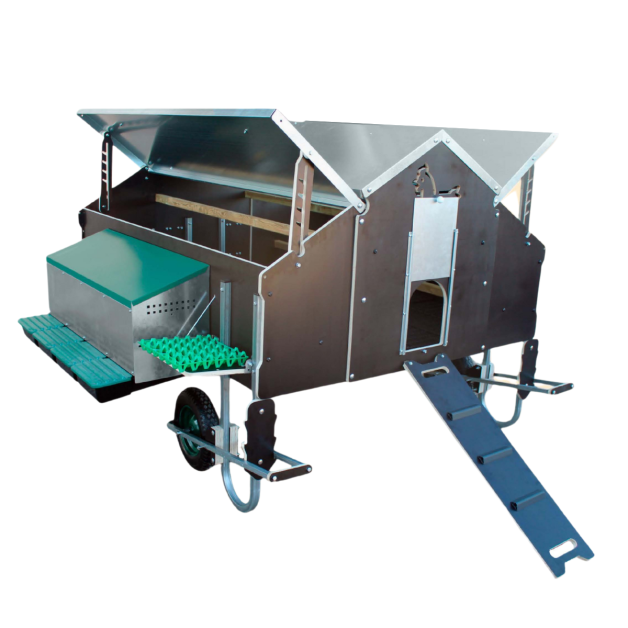 Volledig mobiel kippenhok voor 25 kippen.