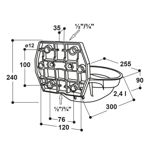 Drinkbak Suevia Model 12P-MS¾"